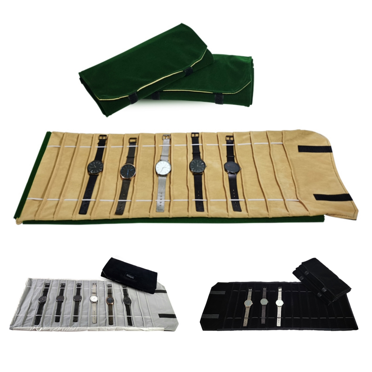 Velvet Ribbon Roll - Velvet Watch Roll Bag Jewelry Holder