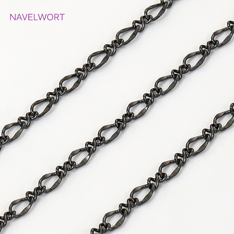 Embroidery Craft - Black Color Oval Thin Chains For