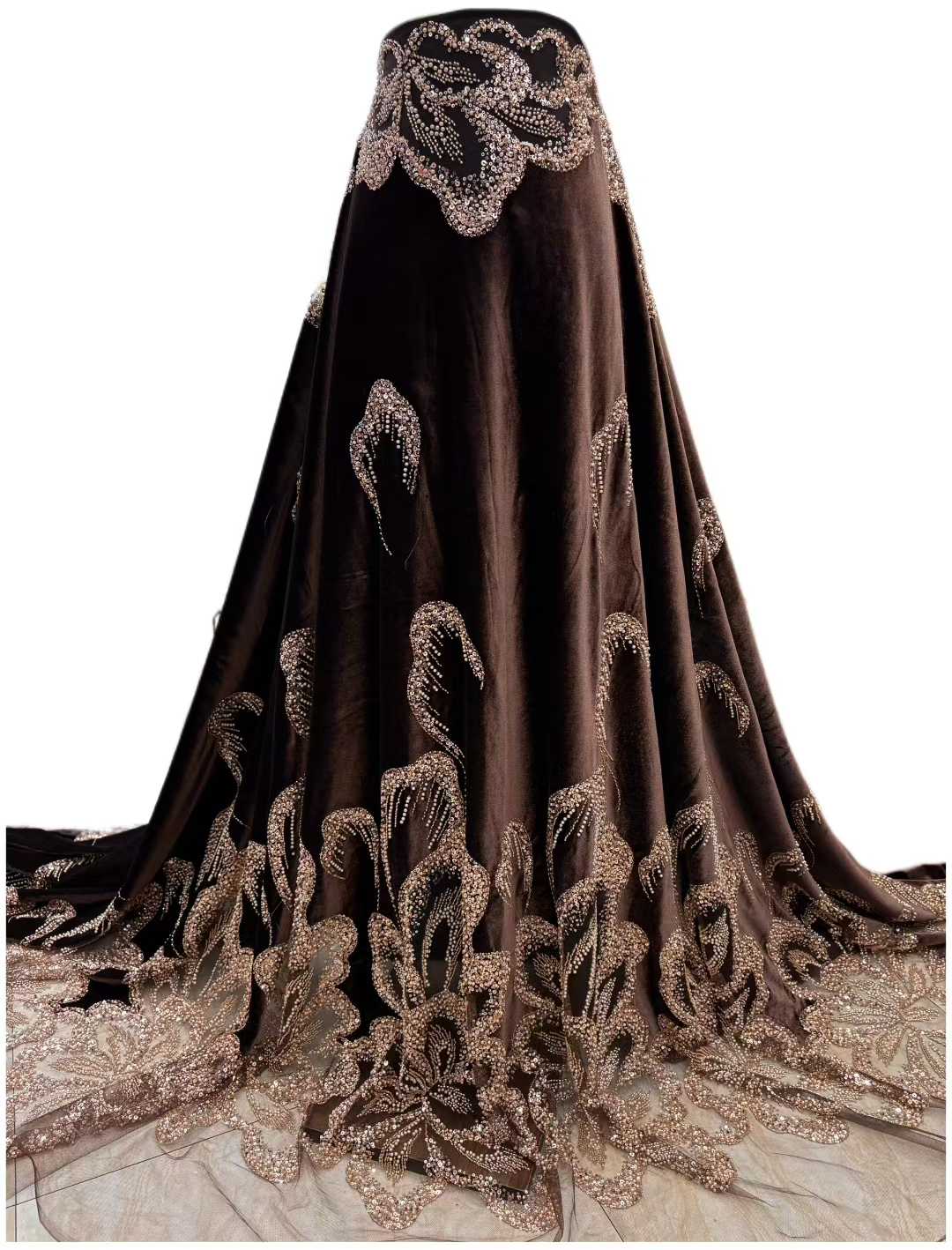 Guipure Lace Panel - African Velvet Beaded Heavy Lace Fabric