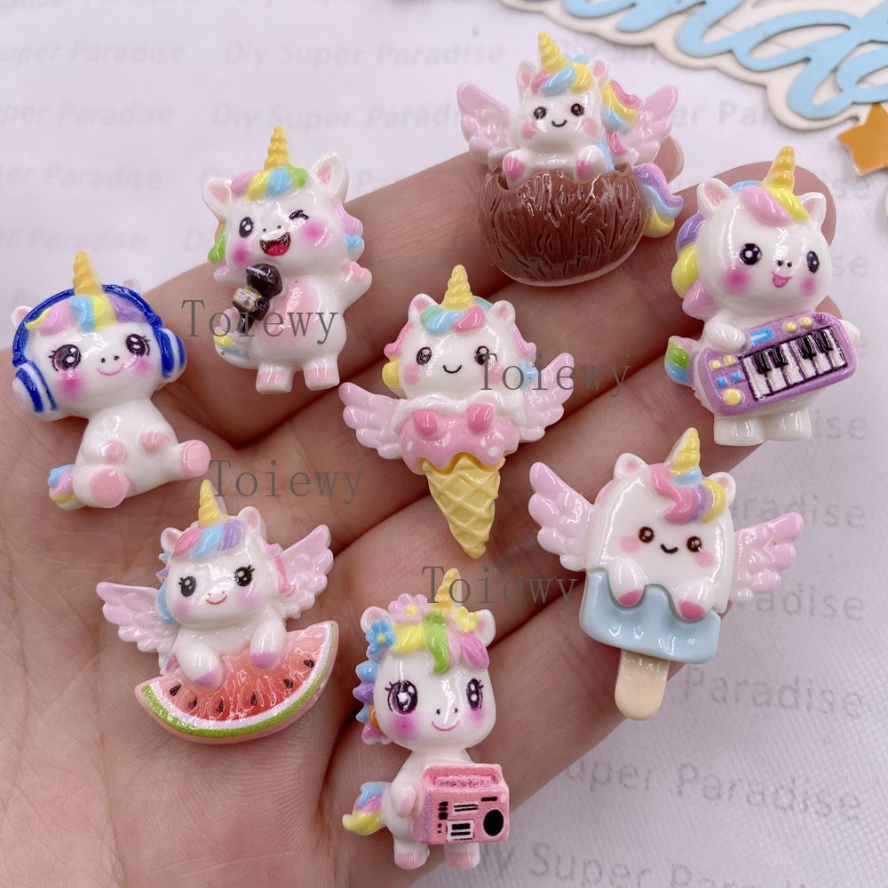 Christmas Craft Embellishment - 10pcs Resin Colorful Cartoon Rainbow Music