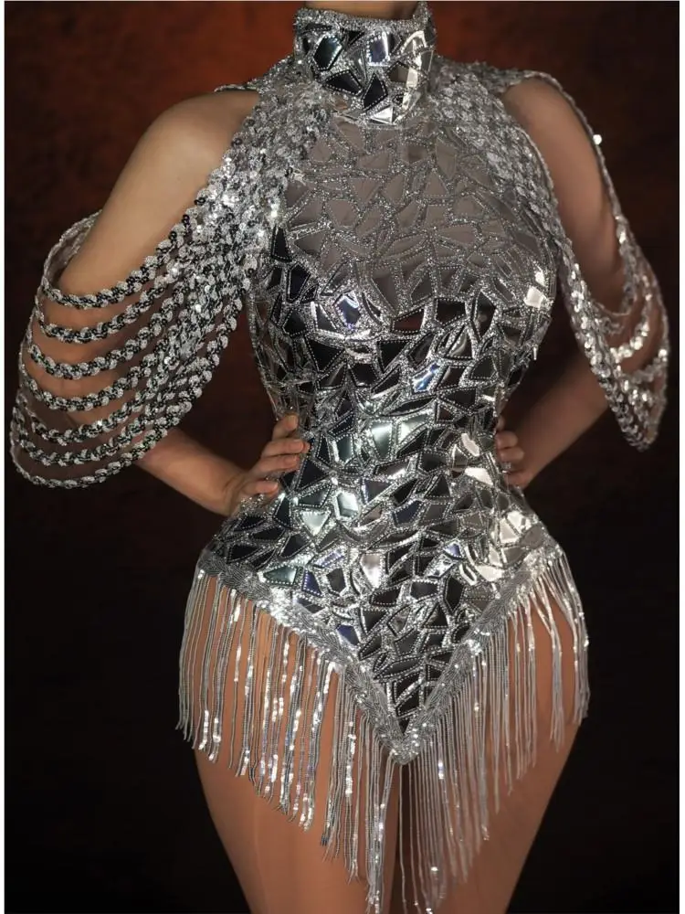Rhinestone Banding Trim - Rhinestone Sparkly Silver Sequins Leotard Bling