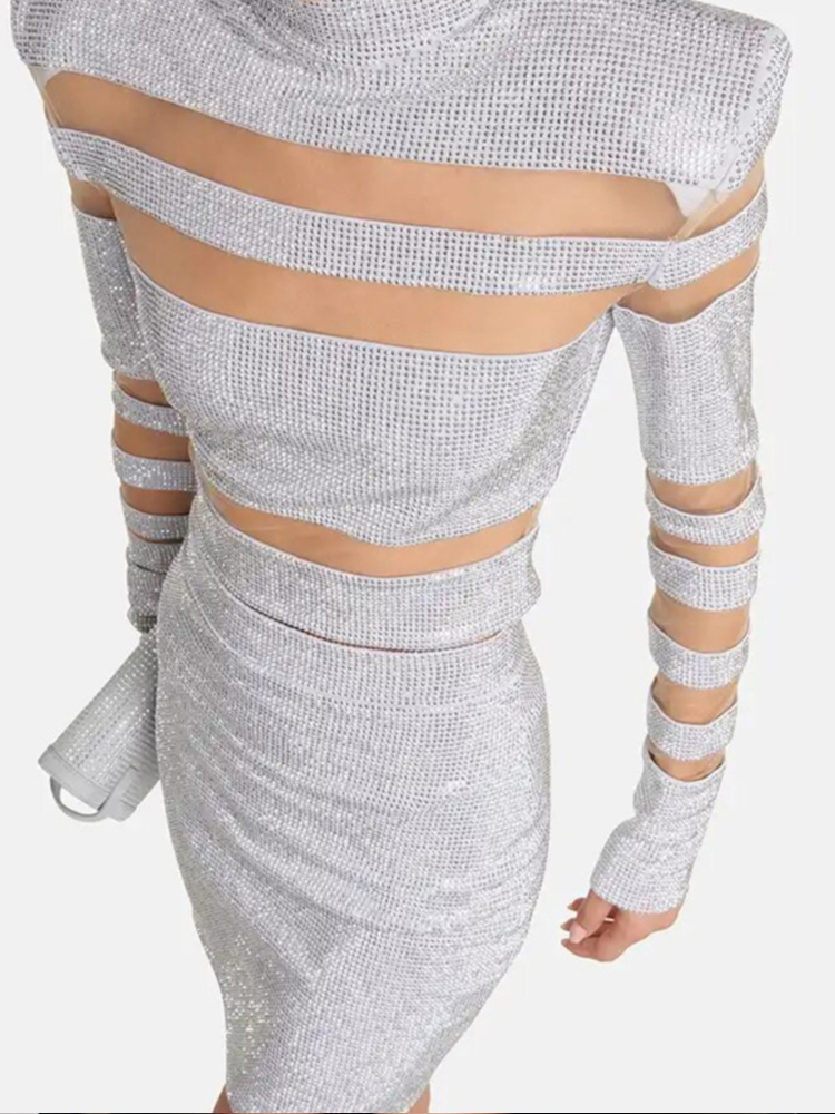 Sexy Two Piece Mesh Panel Band - đánh giá và giá Sequin Fabric Panel