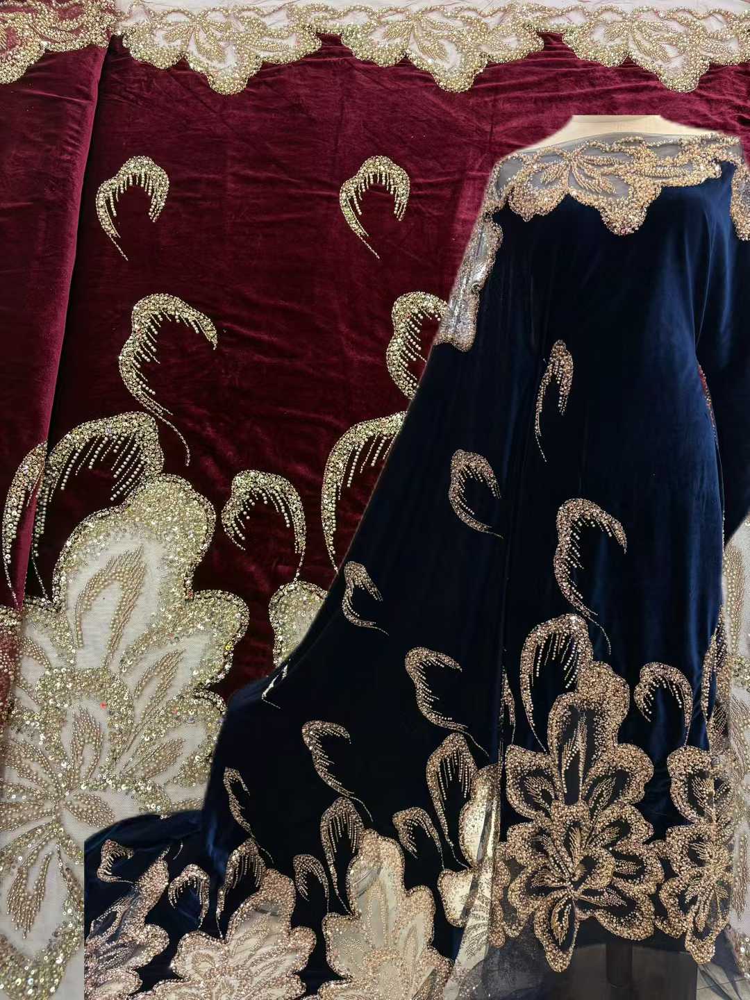 African Velvet Beaded Heavy La - đánh giá và giá Guipure Lace Panel