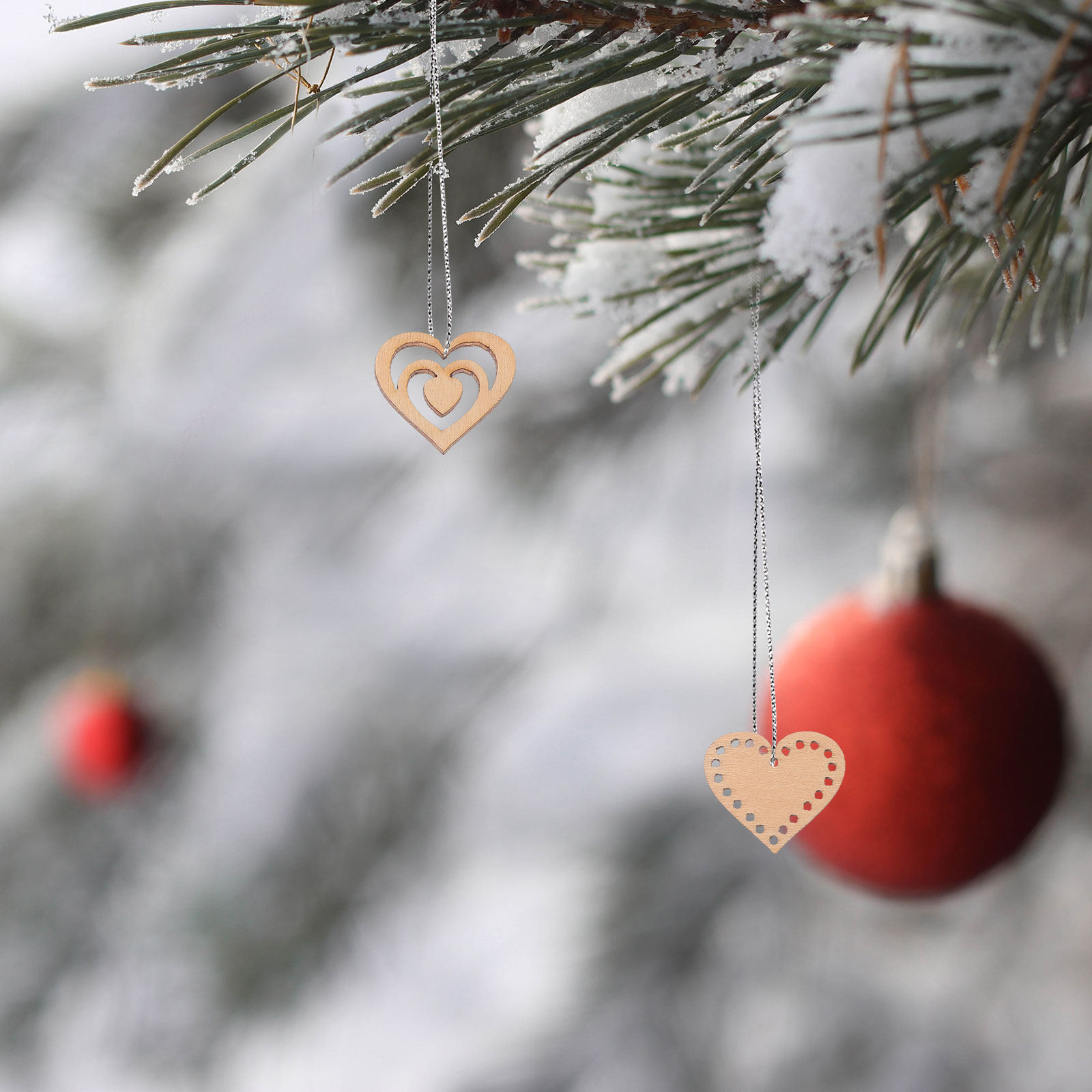1Set Wooden Heart Slices Hangi - đánh giá và giá Christmas Craft Embellishment