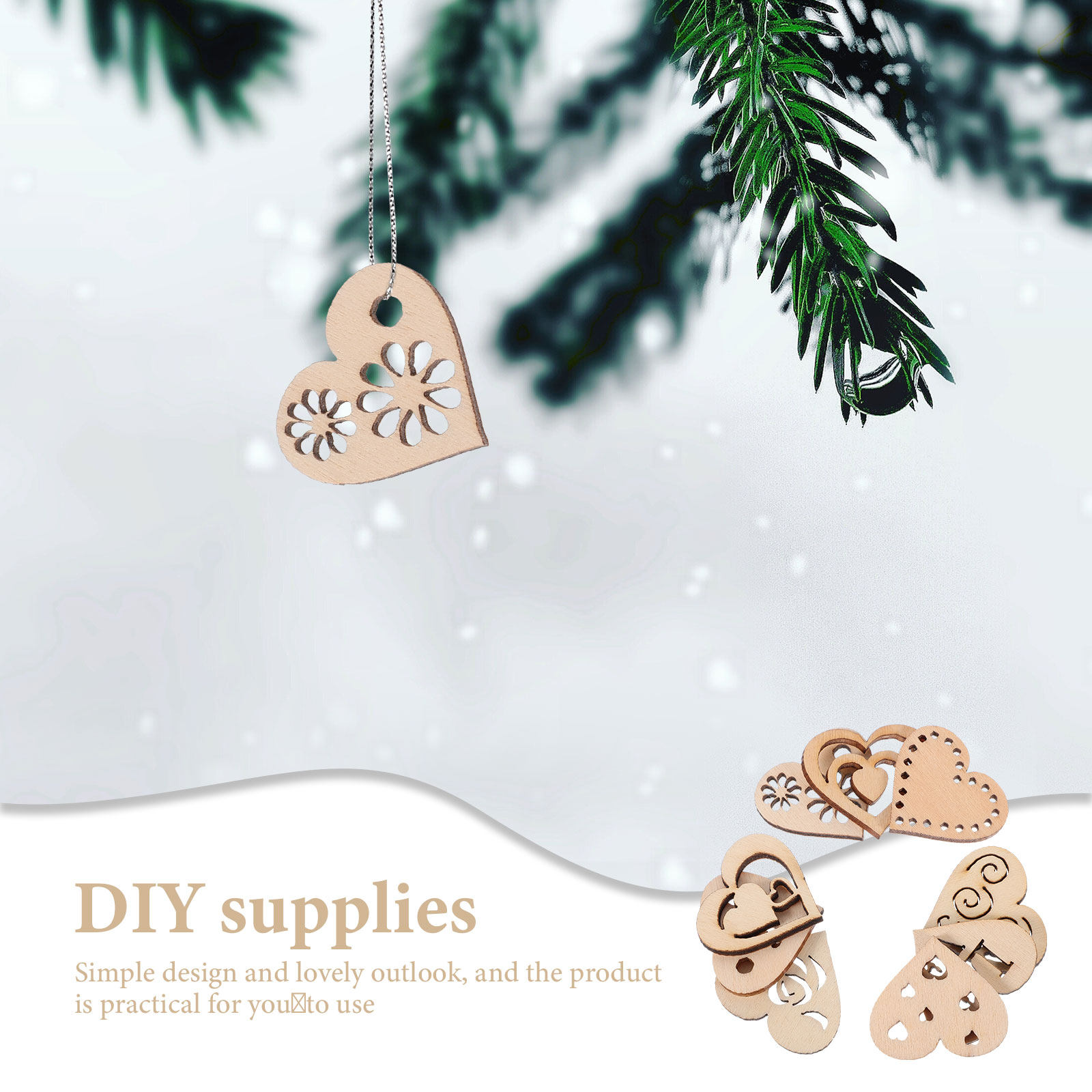1Set Wooden Heart Slices Hangi - đánh giá và giá Christmas Craft Embellishment