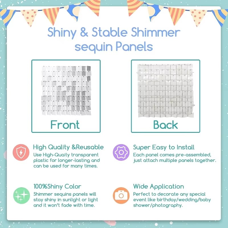 12/16/18/24PCS Shimmer Wall Ba - đánh giá và giá Sequin Fabric Panel