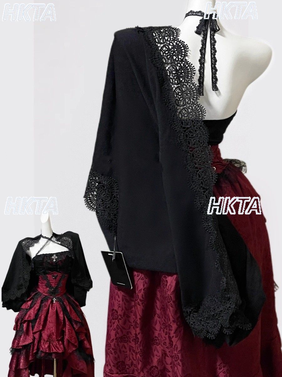 Dark Gothic Style Halter Long  - đánh giá và giá Guipure Lace Panel