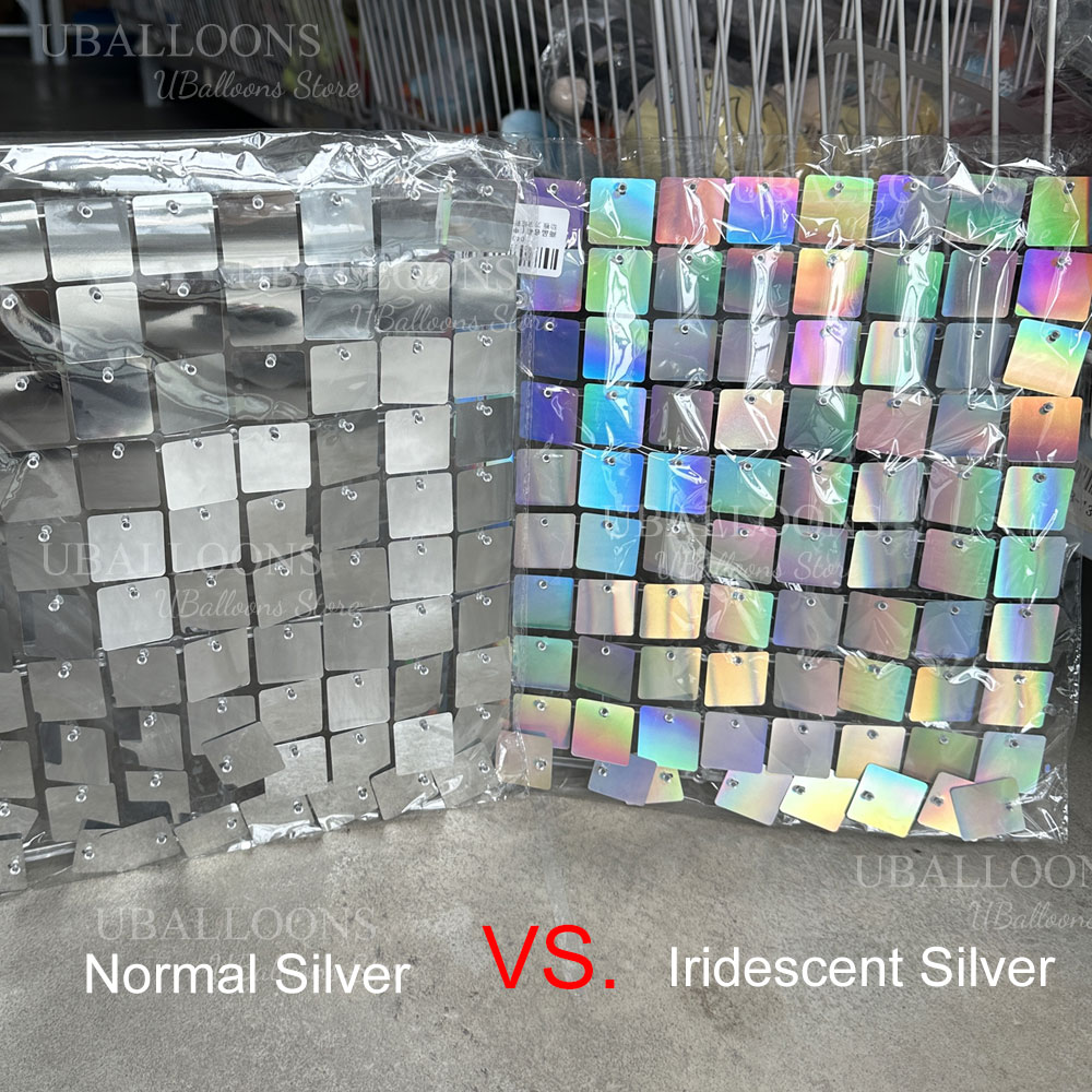 Iridescent Silver Shimmer Wall - đánh giá và giá Sequin Fabric Panel