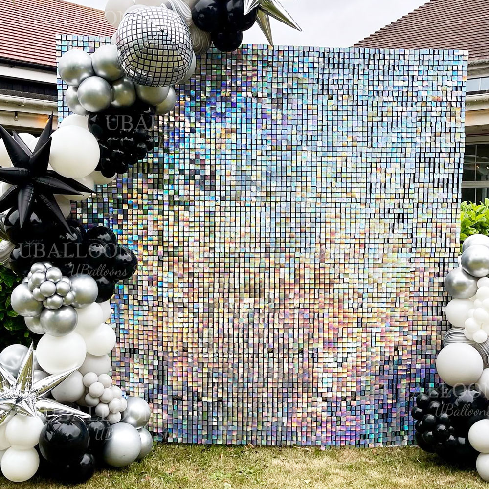 Iridescent Silver Shimmer Wall - đánh giá và giá Sequin Fabric Panel