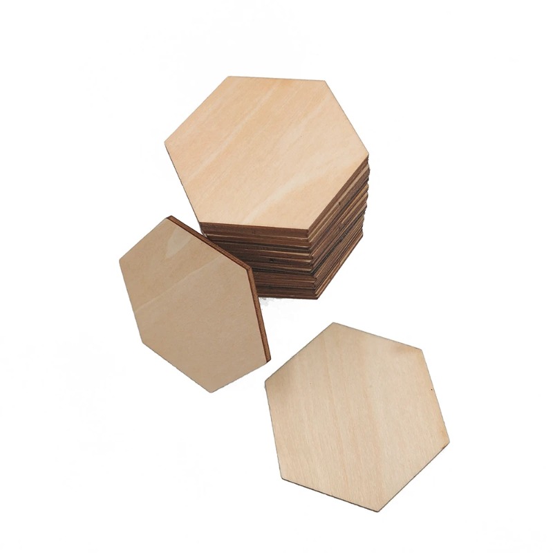 10-120mm Wooden Hexagon Blank  - đánh giá và giá Christmas Craft Embellishment