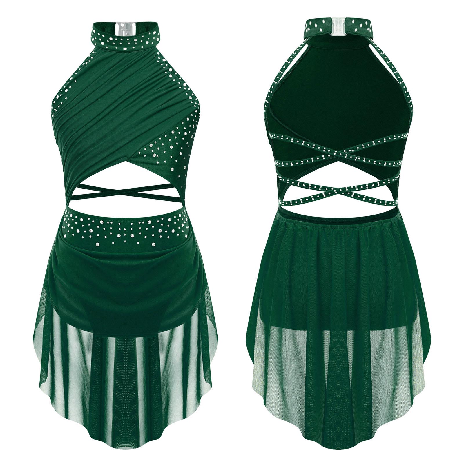 Girls Lyrical Dance Dress Rhin - đánh giá và giá Rhinestone Banding Trim