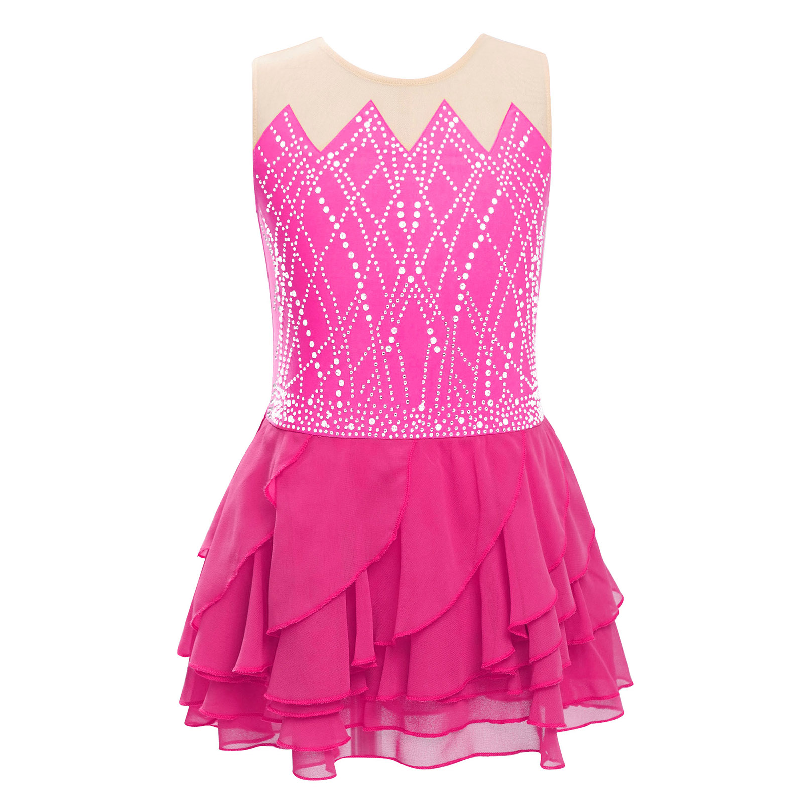 Girls Mesh Figure Skating Dres - đánh giá và giá Rhinestone Banding Trim