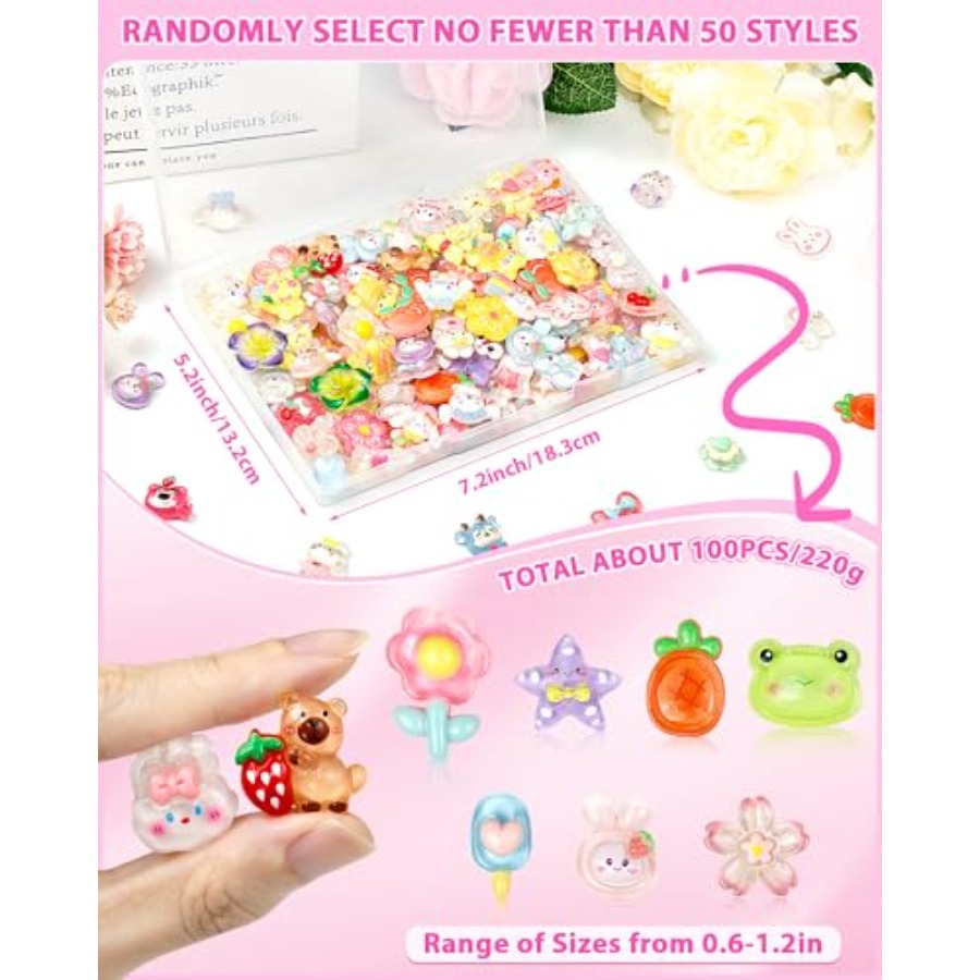 100PCS Cute Slime Charms Bulk  - đánh giá và giá Easter Craft Embellishment Set