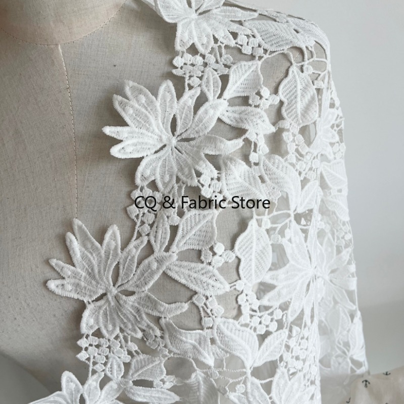 White Water-soluble Hollow Lea - đánh giá và giá Guipure Lace Panel